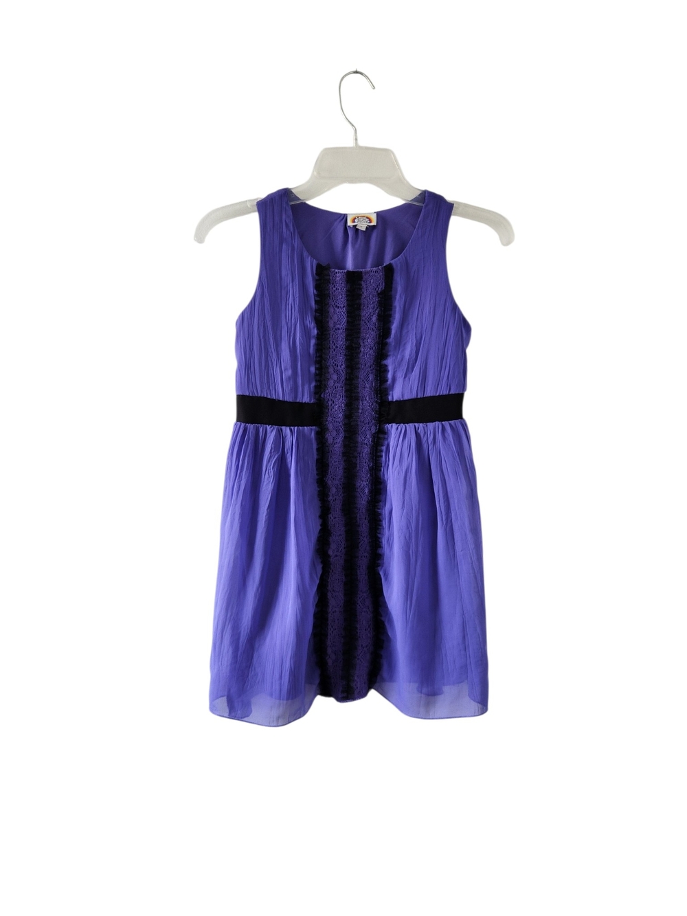 Girls Purple Ruffle-Front Girls Dress Sleeveless Size Medium Casual Dress